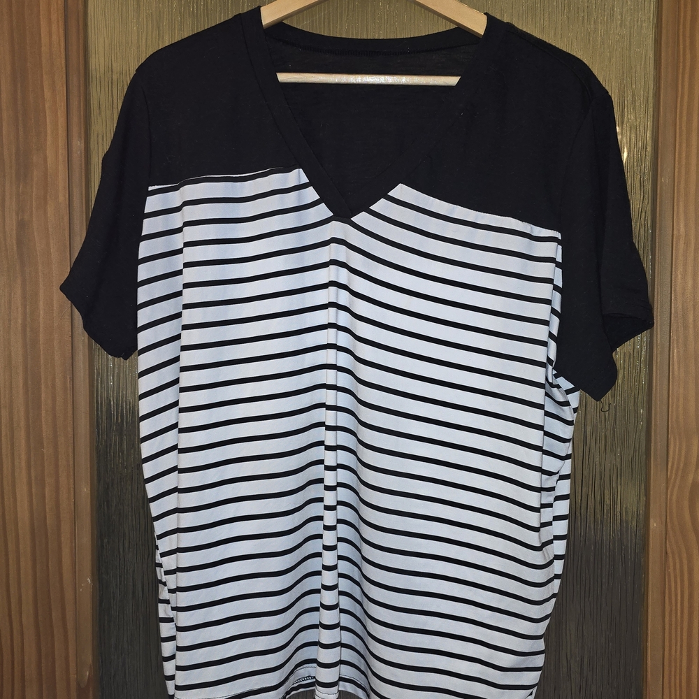 SHEIN Curve Black and White Striped Top